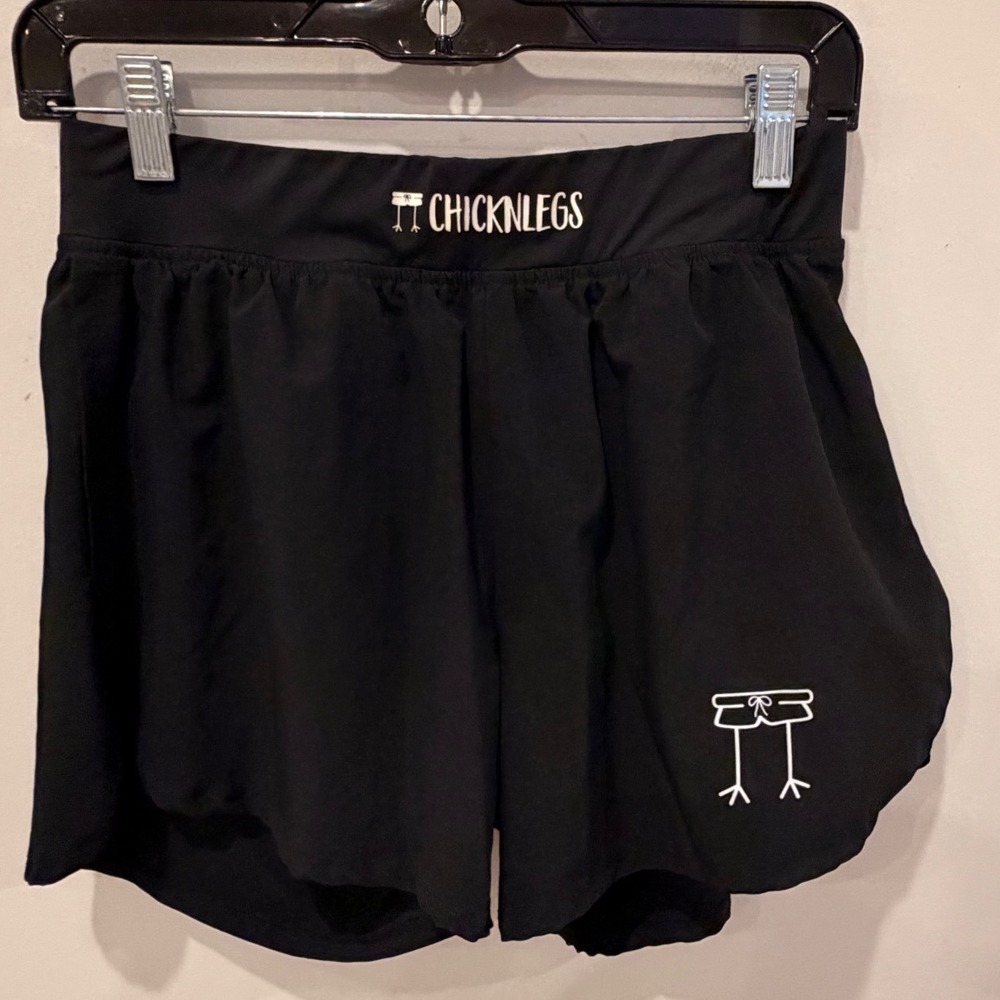ChicknLegs Womens Black Running Shorts Medium Split Lined Athletic NWOT